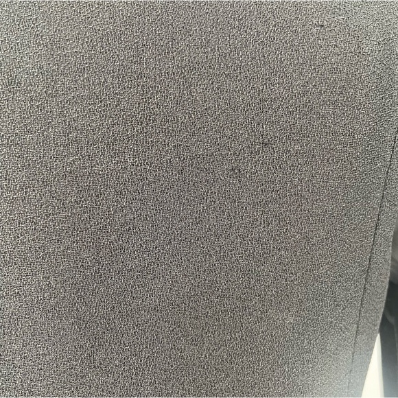 80s Morton Myles Black Peplum Dramatic Shoulder Crepe Midi Dress - Picture 13 of 14